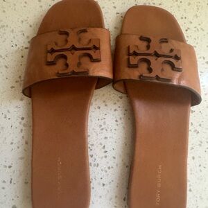 Tory Burch Brown Leather Slides